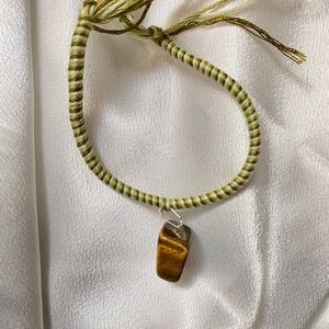 Copper Colored Crystal Charm Woven Bracelet